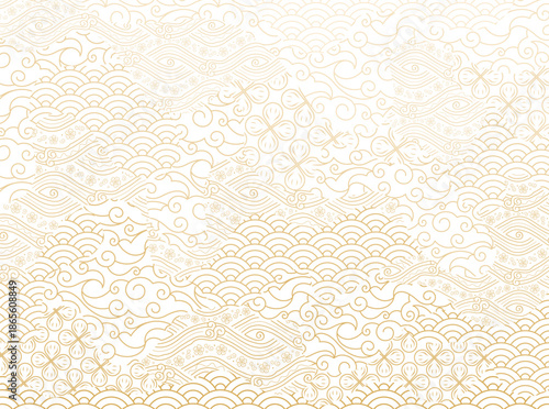 Elegant Japanese combination seamless pattern, Abstract background