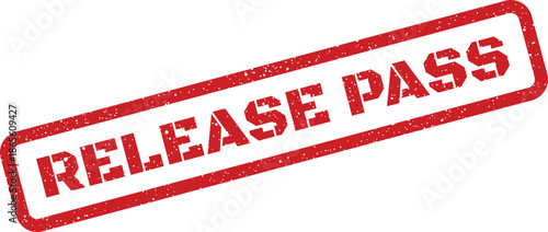 Distressed red rectangular stamp displaying RELEASE PASS status for quality assurance and successful software launches