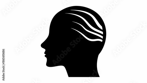 Stylized human head silhouette with wavy lines