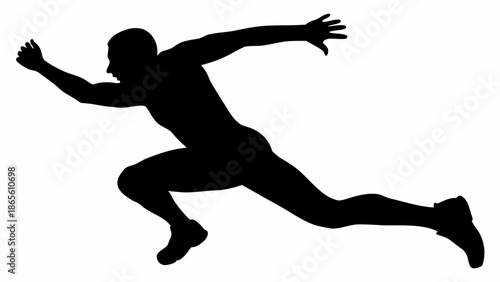 Dynamic silhouette of a man sprinting with outstretched arms