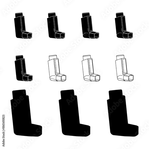 inhaler for asthma and respiratory health treatment medical device silhouette pack