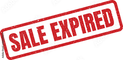 Distressed red rubber stamp graphic displaying sale expired for promotional offers and time limited deals