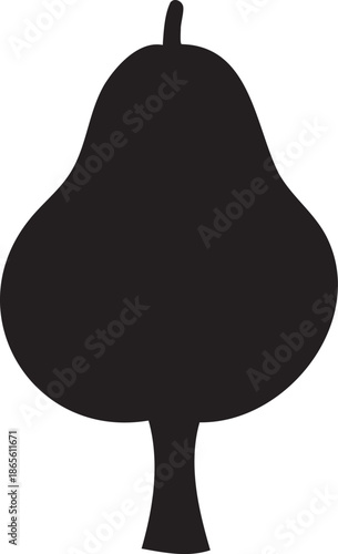 Black silhouette of a pear fruit with stem on white background vector