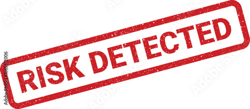 Distressed red stamp effect displaying the important message RISK DETECTED for security and warning applications