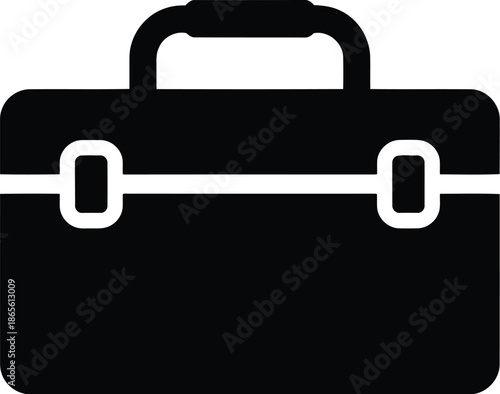 Black silhouette icon of a toolbox or briefcase isolated on transparent background