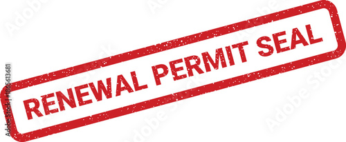 Grunge texture rubber stamp mark featuring the important words renewal permit seal clearly visible on surface