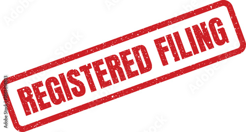 Grungy rectangular stamp impression featuring the words Registered Filing for important paperwork