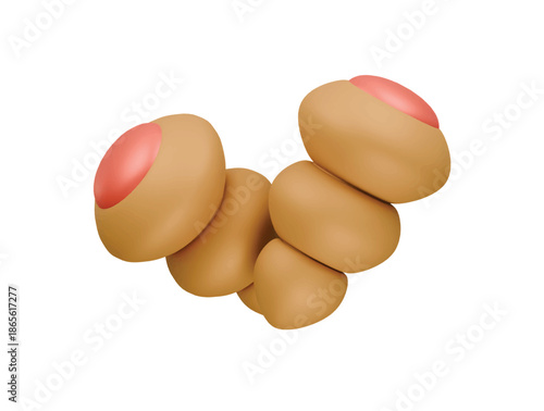 strawberry roll bread icon 3d illustration render