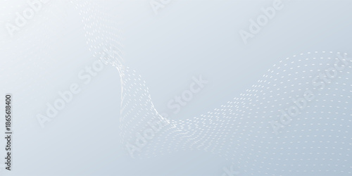 Abstract wave line pattern and dot line particle on white, gray color background. Modern graphic design. Flowing halftone, gradient curve shape mode
