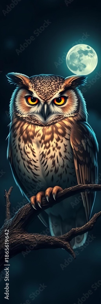 Obraz premium Wise owl winks suggestively in moonlight Nocturnal wisdom, mystery, and a hint of playful mischief , mystery, creature