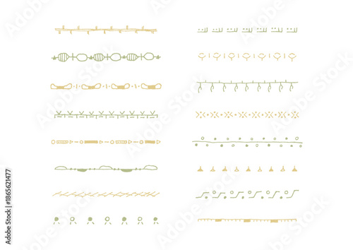 ナチュラルでシンプルな手描きのラインセット15（カラー）