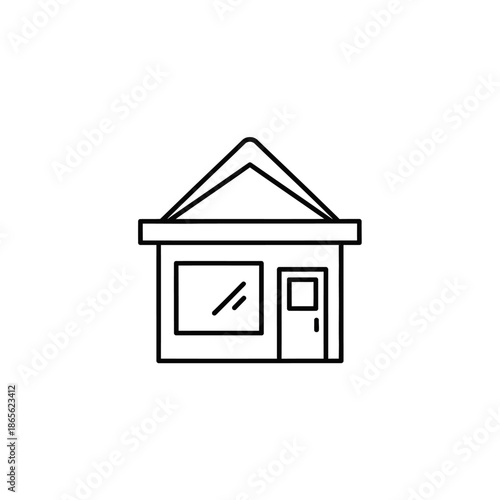 Minimalist Storefront Illustration with Window and Door for Commercial Building Design