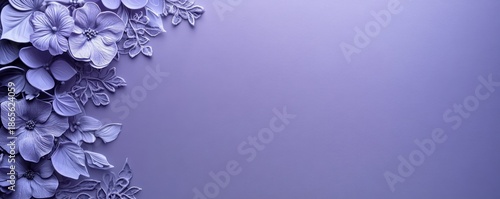 Violet purple background with lace-inspired floral patterns on the left side, creating an elegant and sophisticated design for a banner or poster template, Generative AI