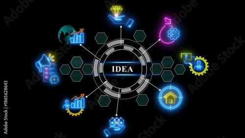 Futuristic idea concept with glowing and gears representing innovation and technology glowing innovation technology