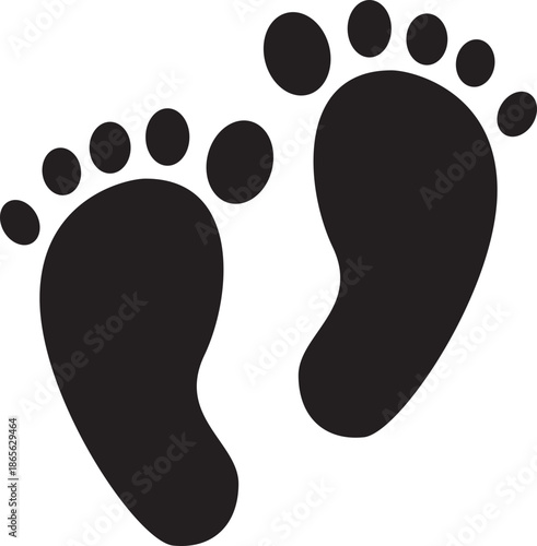 Foot Print Icon. Foot imprint, footsteps collection. Human footprints silhouette. Barefoot, sneaker and shoes footsteps. Silhouette of barefoot soles with toes, walking steps concept.