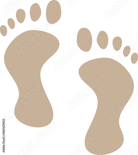 Foot Print Icon. Foot imprint, footsteps collection. Human footprints silhouette. Barefoot, sneaker and shoes footsteps. Silhouette of barefoot soles with toes, walking steps concept.