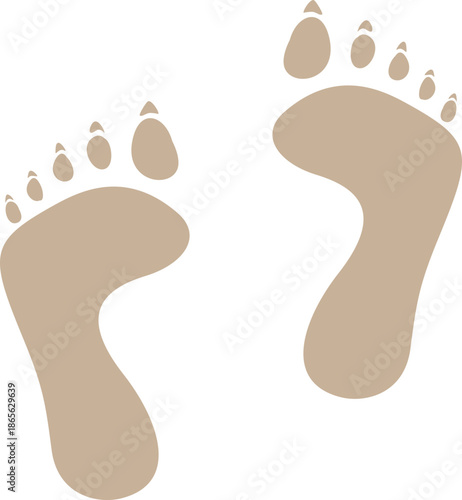 Foot Print Icon. Foot imprint, footsteps collection. Human footprints silhouette. Barefoot, sneaker and shoes footsteps. Silhouette of barefoot soles with toes, walking steps concept.
