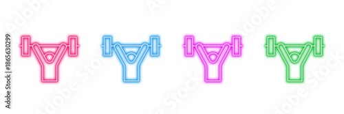 Neon glowing skateboard trucks vector icons set, skateboarding, skate, sport, equipment, vibrant colorful digital design illustration.