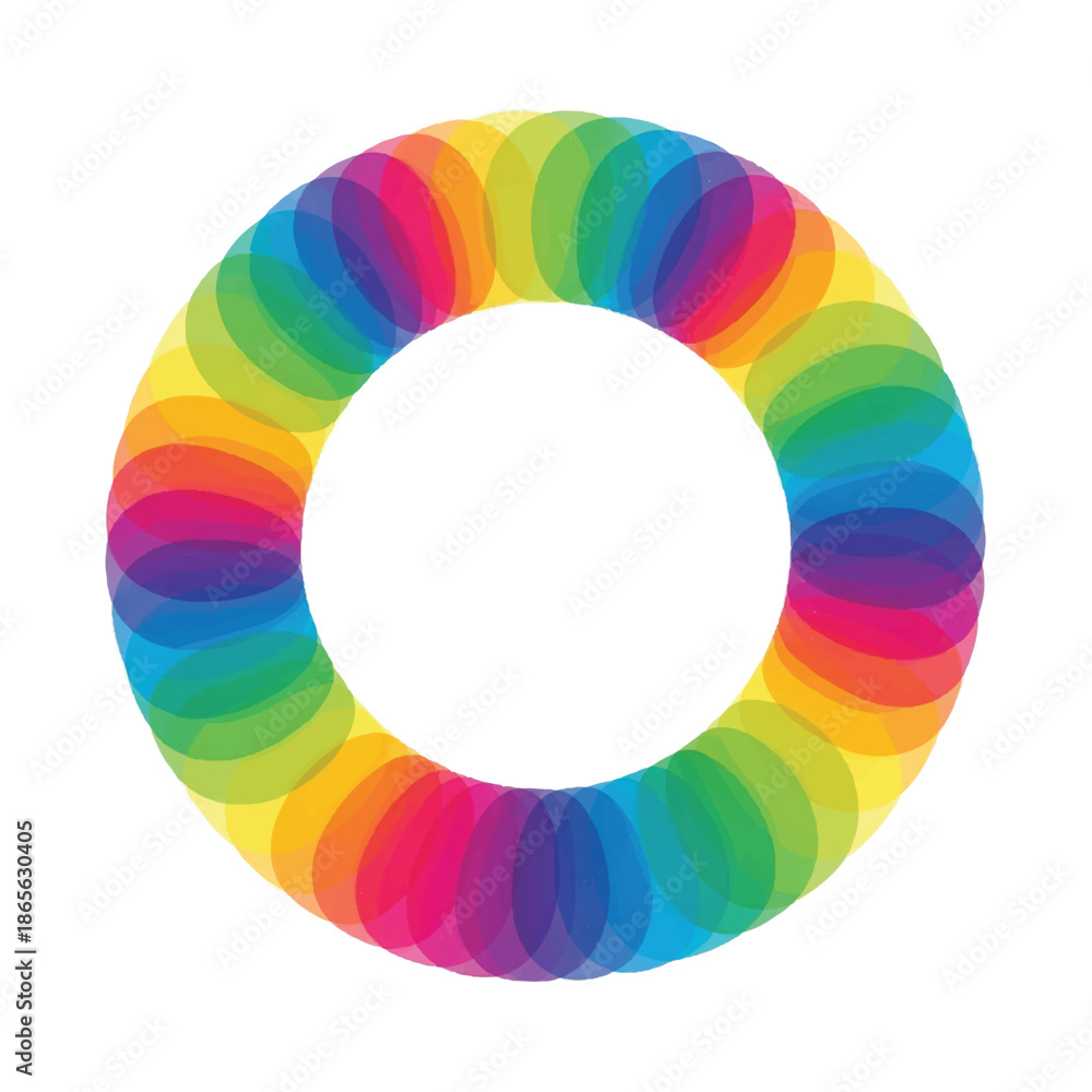 Obraz premium Vibrant circular pattern with rainbow colors on a white background