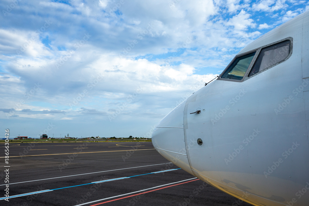 Fototapeta premium Aircraft and runways at Jeju Airport