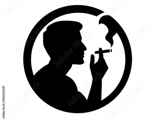 Silhouette logo of a person smoking, smoking area, vector illustration,
