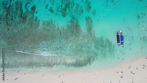 Nature of the ocean and blue sky Summer with sunshine, sandy beaches, clear blue waters sparkling against the blue sky. on an island with good ecology and environment Background for summer vacation