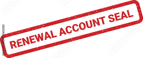 Official red grunge stamp featuring renewal account seal for certifying agreements or confirming validated membership status