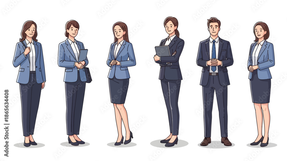 Fototapeta premium Professionals in business attire standing confidently