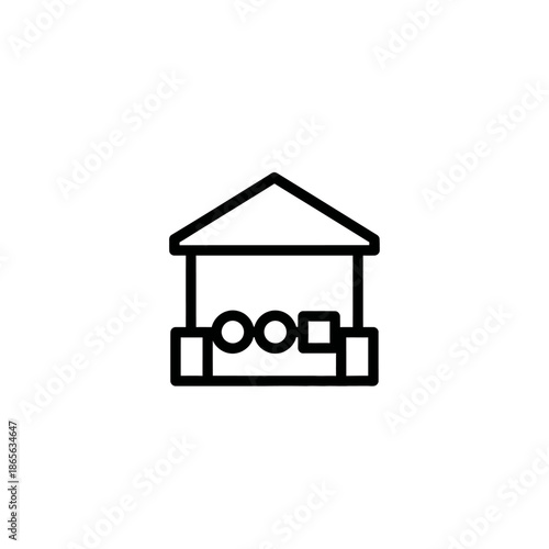 Simple Black and White Line Drawing of a House Illustration for Architecture and Design Projects