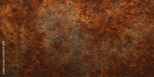 Weathered vintage brown rusty metal texture with aged corrosion on a grungy old iron steel surface material for a rough metallic pattern backdrop