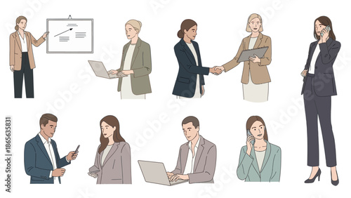 Professionals engaged in business activities and communication