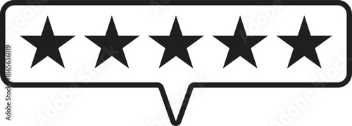 Five Star Rating Feedback Bubble Icon Vector for Customer Review and Premium Quality Satisfaction Guarantee