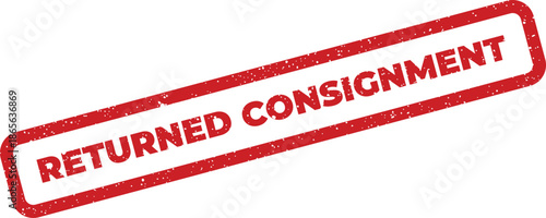 Red distressed rubber stamp with RETURNED CONSIGNMENT text for business processes and inventory management