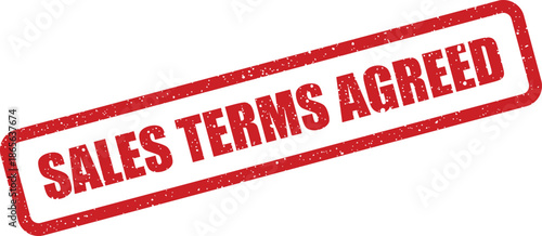 Red grunge rubber stamp showcasing the important text SALES TERMS AGREED within a rectangular frame