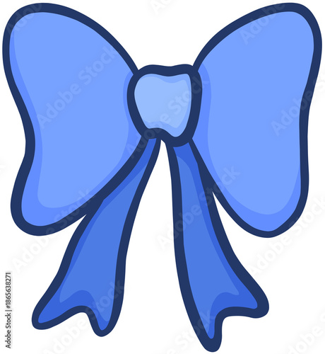 Cute Blue Ribbon Hand Drawn Illustration