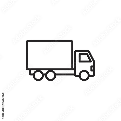 Simple Line Drawing of Delivery Truck for Logistics and Transportation Concepts