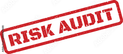 Red rectangular grunge stamp showing the words RISK AUDIT for corporate governance documentation