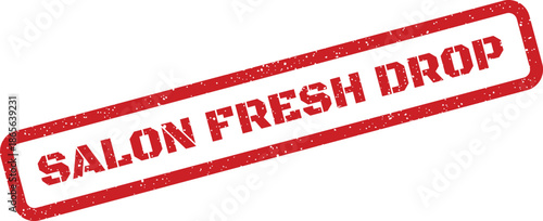 Red textured rubber stamp mark indicating a new salon product release or fresh collection has arrived