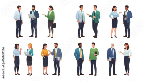 Diverse business professionals communicating and interacting