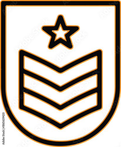 Military rank insignia with star and chevrons