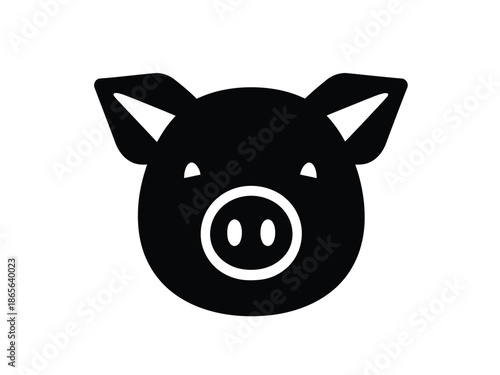 Vector silhouette of black silhouette of a pigs head