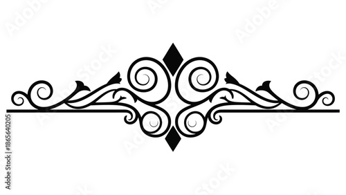 Elegant black ornamental flourish design a decorative line art illustration