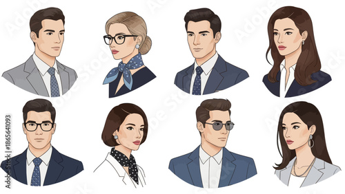 Diverse group of business professionals in modern corporate attire