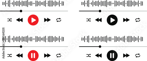 Video and audio music play button icon on white background. Play button icon concept. Music or video play bar icon