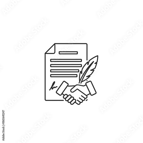 Business Agreement Handshake with Document and Pen for Partnership or Contract Signing
