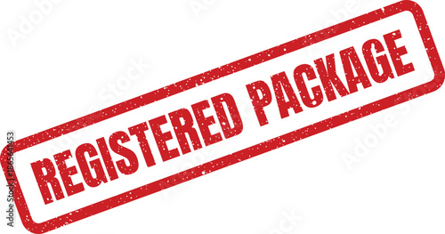 Textured rubber stamp mark displaying registered package status for secure delivery or mailing service tracking