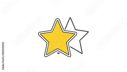 Vibrant yellow star symbol with white star outline on clean background