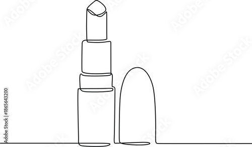 Fashion Makeup Accessory Lipstick Continuous Line Drawing. 