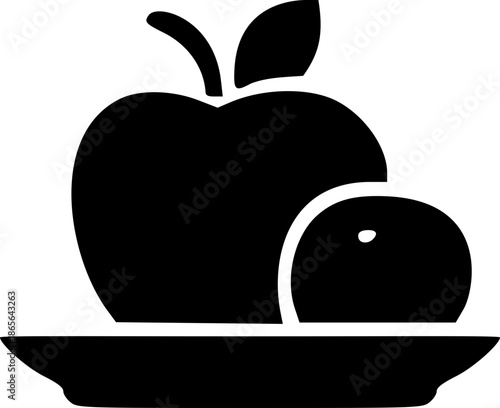 Minimalist Apple and Orange Fruit Bowl Silhouette - Healthy Lifestyle Icon