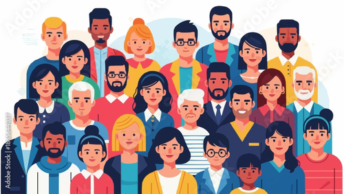 Diverse Group of People Standing Together in a Crowd.